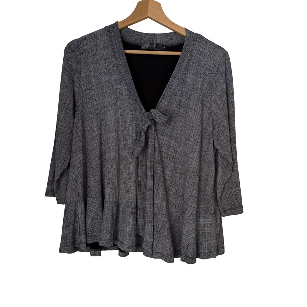 Ruti Tie Neck Flared Hem Top Sz 2/S/M
